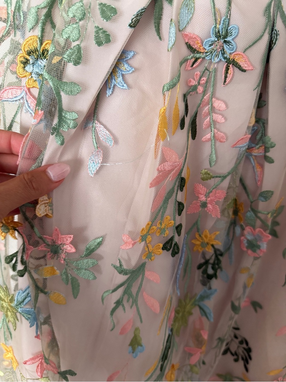 Floral Embroidered Pink Midi Gown - Picture 9 of 10